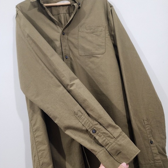 Everlane Men's Organic Cotton Button Down Shirt Olive Green XL Tall Long Sleeve - Picture 2 of 9